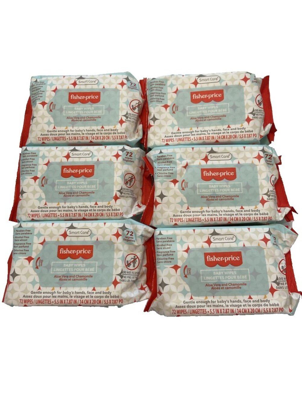 Bundle - 6 pks Fisher-Price Baby Wipes Fragrance-Free Aloe Chamomile 72ct
